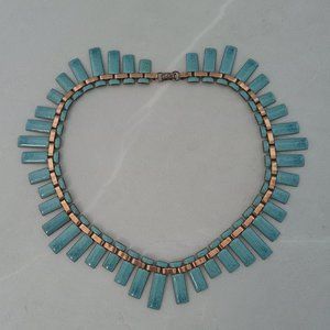 Vintage Matisse Copper Turquoise Enamel Necklace